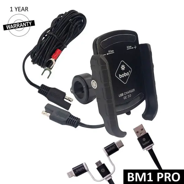 BOBO BM1 PRO Jaw-Grip (with fast USB 3.0 charger, SAE connector & Fast USB Cable) Mobile Mount