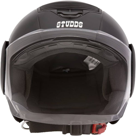 STUDDS Icon glossy black half face helmet